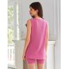 Ekouaer Womens 2 Piece Lounge Set Ribbed Knit Pajamas Sleeveless Sleepwear Biker Shorts Loungewear Outfit S-XXL(Rose Red)