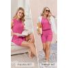 Ekouaer Womens 2 Piece Lounge Set Ribbed Knit Pajamas Sleeveless Sleepwear Biker Shorts Loungewear Outfit S-XXL(Rose Red)