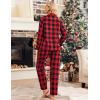 Ekouaer Womens Pajama Sets 2 Piece Cotton Plaid Pjs Long Sleeve Sleepwear Button Down Lounge Set with Pockets(Big Black Red Plaid)