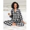 Ekouaer Womens Pajama Sets 2 Piece Cotton Plaid Pjs Long Sleeve Sleepwear Button Down Lounge Set with Pockets(Black White Plaid)