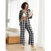 Ekouaer Womens Pajama Sets 2 Piece Cotton Plaid Pjs Long Sleeve Sleepwear Button Down Lounge Set with Pockets(Black White Plaid)
