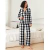 Ekouaer Womens Pajama Sets 2 Piece Cotton Plaid Pjs Long Sleeve Sleepwear Button Down Lounge Set with Pockets(Black White Plaid)