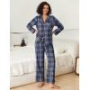 Ekouaer Womens Pajama Sets 2 Piece Cotton Plaid Pjs Long Sleeve Sleepwear Button Down Lounge Set with Pockets(Blue White Plaid)