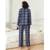 Ekouaer Womens Pajama Sets 2 Piece Cotton Plaid Pjs Long Sleeve Sleepwear Button Down Lounge Set with Pockets(Blue White Plaid)
