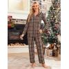 Ekouaer Womens Pajama Sets 2 Piece Cotton Plaid Pjs Long Sleeve Sleepwear Button Down Lounge Set with Pockets(Dark Brown Plaid)