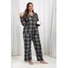 Ekouaer Womens Pajama Sets 2 Piece Cotton Plaid Pjs Long Sleeve Sleepwear Button Down Lounge Set with Pockets(Gray Black Plaid)
