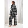 Ekouaer Womens Pajama Sets 2 Piece Cotton Plaid Pjs Long Sleeve Sleepwear Button Down Lounge Set with Pockets(Gray Black Plaid)