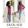 Ekouaer Womens Pajama Sets 2 Piece Cotton Plaid Pjs Long Sleeve Sleepwear Button Down Lounge Set with Pockets(Hot Pink Brown Plaid)