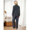 Ekouaer Womens Pajama Sets 2 Piece Cotton Plaid Pjs Long Sleeve Sleepwear Button Down Lounge Set with Pockets(Navy Blue/Green Plaid)