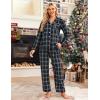 Ekouaer Womens Pajama Sets 2 Piece Cotton Plaid Pjs Long Sleeve Sleepwear Button Down Lounge Set with Pockets(Navy Blue/Green Plaid)