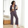 Ekouaer Womens Pajama Sets 2 Piece Cotton Plaid Pjs Long Sleeve Sleepwear Button Down Lounge Set with Pockets(Pink Black Plaid)
