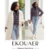 Ekouaer Womens Pajama Sets 2 Piece Cotton Plaid Pjs Long Sleeve Sleepwear Button Down Lounge Set with Pockets(Pink Black Plaid)