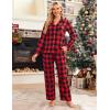 Ekouaer Womens Pajama Sets 2 Piece Cotton Plaid Pjs Long Sleeve Sleepwear Button Down Lounge Set with Pockets(Plaid-big Red Black)