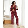 Ekouaer Womens Pajama Sets 2 Piece Cotton Plaid Pjs Long Sleeve Sleepwear Button Down Lounge Set with Pockets(Plaid-black Red)