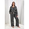 Ekouaer Womens Pajama Sets 2 Piece Cotton Plaid Pjs Long Sleeve Sleepwear Button Down Lounge Set with Pockets(Plaid-black White)