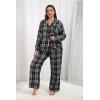 Ekouaer Womens Pajama Sets 2 Piece Cotton Plaid Pjs Long Sleeve Sleepwear Button Down Lounge Set with Pockets(Plaid-black White)