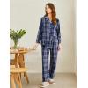 Ekouaer Womens Pajama Sets 2 Piece Cotton Plaid Pjs Long Sleeve Sleepwear Button Down Lounge Set with Pockets(Plaid-blue)