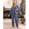 Ekouaer Womens Pajama Sets 2 Piece Cotton Plaid Pjs Long Sleeve Sleepwear Button Down Lounge Set with Pockets(Plaid-blue)