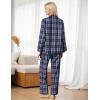 Ekouaer Womens Pajama Sets 2 Piece Cotton Plaid Pjs Long Sleeve Sleepwear Button Down Lounge Set with Pockets(Plaid-blue)