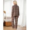 Ekouaer Womens Pajama Sets 2 Piece Cotton Plaid Pjs Long Sleeve Sleepwear Button Down Lounge Set with Pockets(Plaid-brown)
