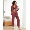 Ekouaer Womens Pajama Sets 2 Piece Cotton Plaid Pjs Long Sleeve Sleepwear Button Down Lounge Set with Pockets(Plaid-red Green)