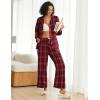 Ekouaer Womens Pajama Sets 2 Piece Cotton Plaid Pjs Long Sleeve Sleepwear Button Down Lounge Set with Pockets(Red Black Plaid)