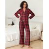 Ekouaer Womens Pajama Sets 2 Piece Cotton Plaid Pjs Long Sleeve Sleepwear Button Down Lounge Set with Pockets(Red Black Plaid)