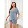 Ekouaer Womens Ribbed Knit Lounge Set Short Sleeve Top and Shorts Sleepwear Pajama Set Two Piece Shorts Outfits Set(Lake Blue)