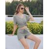 Ekouaer Womens Ribbed Knit Lounge Set Short Sleeve Top and Shorts Sleepwear Pajama Set Two Piece Shorts Outfits Set(Light Gray)