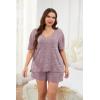 Ekouaer Womens Ribbed Knit Lounge Set Short Sleeve Top and Shorts Sleepwear Pajama Set Two Piece Shorts Outfits Set(Lilac)