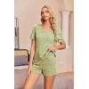 Ekouaer Womens Ribbed Knit Lounge Set Short Sleeve Top and Shorts Sleepwear Pajama Set Two Piece Shorts Outfits Set(Moss Green)