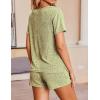 Ekouaer Womens Ribbed Knit Lounge Set Short Sleeve Top and Shorts Sleepwear Pajama Set Two Piece Shorts Outfits Set(Moss Green)