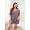 Ekouaer Womens Ribbed Knit Lounge Set Short Sleeve Top and Shorts Sleepwear Pajama Set Two Piece Shorts Outfits Set(Purple)