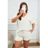 Ekouaer Womens Ribbed Knit Lounge Set Short Sleeve Top and Shorts Sleepwear Pajama Set Two Piece Shorts Outfits Set(White)