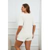 Ekouaer Womens Ribbed Knit Lounge Set Short Sleeve Top and Shorts Sleepwear Pajama Set Two Piece Shorts Outfits Set(White)