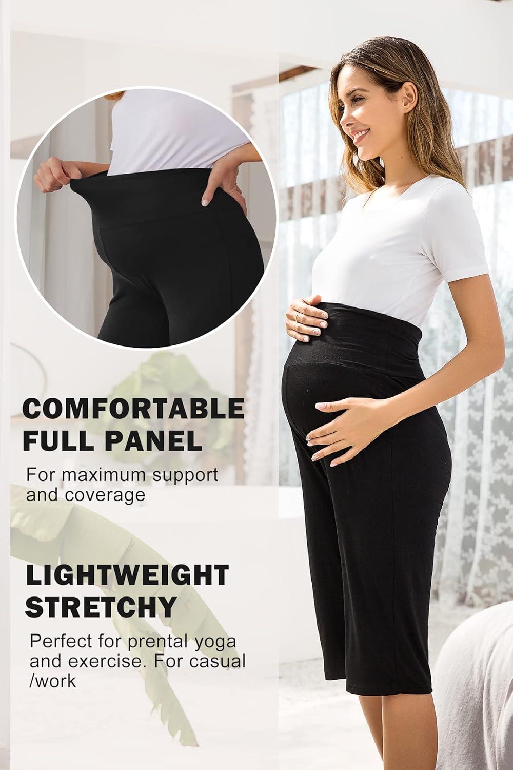 imageEkouaer Maternity Shorts for Women Maternity Capris Yoga Pregnancy Short Pants Soft Joggers Lounge Bottoms SXXXLBlack