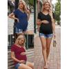 Ekouaer 4 Pack Maternity Shirts V Neck Maternity Top Short Sleeve Casual Tee Side Ruched Pregnancy Clothes(Black/Blue/Dark Red/White)