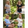 Ekouaer 4 Pack Maternity Shirts V Neck Maternity Top Short Sleeve Casual Tee Side Ruched Pregnancy Clothes(Black/Blue/Grey/White)