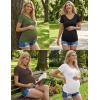 Ekouaer 4 Pack Maternity Shirts V Neck Maternity Top Short Sleeve Casual Tee Side Ruched Pregnancy Clothes(Black/Brown/Army Green/White)