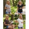 Ekouaer 4 Pack Maternity Shirts V Neck Maternity Top Short Sleeve Casual Tee Side Ruched Pregnancy Clothes(Black/Brown/Grey/White)