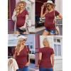 Ekouaer 4 Pack Maternity Shirts V Neck Maternity Top Short Sleeve Casual Tee Side Ruched Pregnancy Clothes(Black/Dark Grey/Caramel/Dark Red)