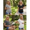 Ekouaer 4 Pack Maternity Shirts V Neck Maternity Top Short Sleeve Casual Tee Side Ruched Pregnancy Clothes(Black/Dark Grey/Grey/White)