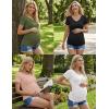 Ekouaer 4 Pack Maternity Shirts V Neck Maternity Top Short Sleeve Casual Tee Side Ruched Pregnancy Clothes(Black/Pink/Army Green/White)