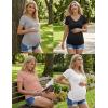 Ekouaer 4 Pack Maternity Shirts V Neck Maternity Top Short Sleeve Casual Tee Side Ruched Pregnancy Clothes(Black/Pink/Grey/White)