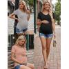 Ekouaer 4 Pack Maternity Shirts V Neck Maternity Top Short Sleeve Casual Tee Side Ruched Pregnancy Clothes(Black/Pink/Grey/White)