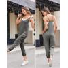 Ekouaer Jumpsuits for Women Sleeveless Spaghetti Strap Ribbed Overall Jumpsuit V Neck Summer Romper with Pockets 2025(Dark Grey)