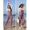 Ekouaer Jumpsuits for Women Sleeveless Spaghetti Strap Ribbed Overall Jumpsuit V Neck Summer Romper with Pockets 2025(Purple Red)