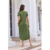 Ekouaer Long Nightgowns for Women Button Night Gowns Short Sleeve Sleepwear Full Length Sleep Shirts With Pockets S-2XL(Army Green)