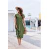 Ekouaer Long Nightgowns for Women Button Night Gowns Short Sleeve Sleepwear Full Length Sleep Shirts With Pockets S-2XL(Army Green)