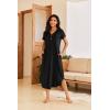 Ekouaer Long Nightgowns for Women Button Night Gowns Short Sleeve Sleepwear Full Length Sleep Shirts With Pockets S-2XL(Black)